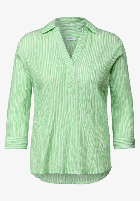 Gestreifte Seersucker Bluse iced neon green