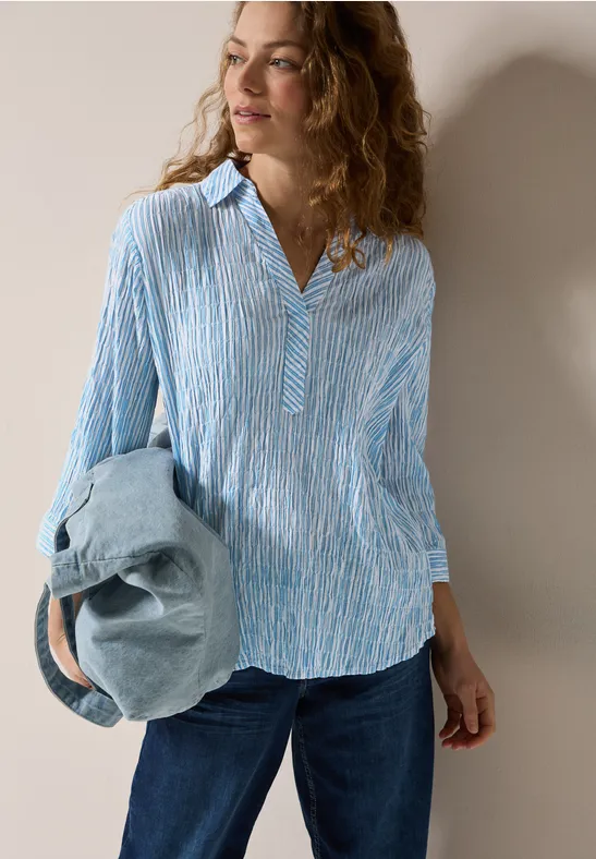 Gestreifte Seersucker Bluse ultramarine