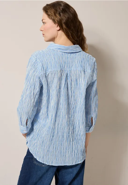 Gestreifte Seersucker Bluse ultramarine