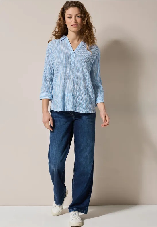 Gestreifte Seersucker Bluse ultramarine