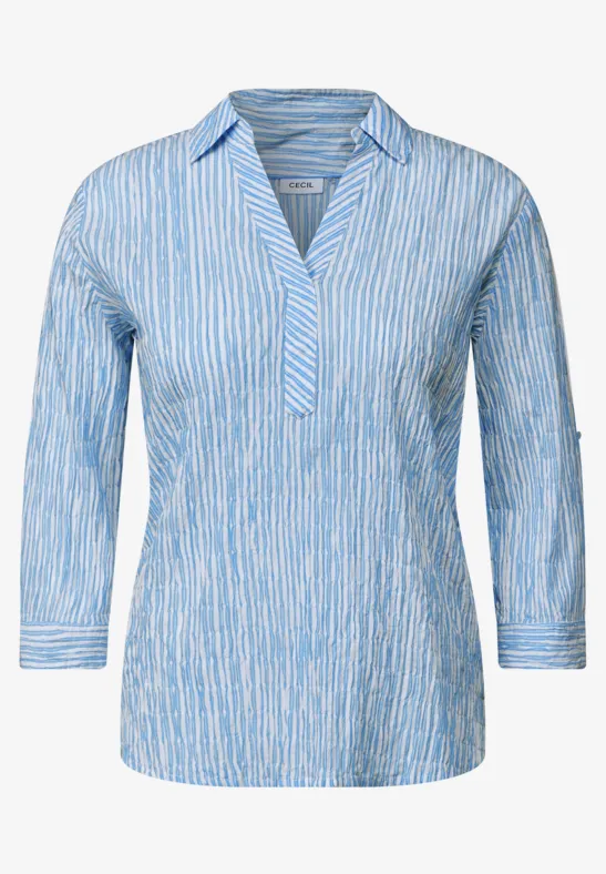 Gestreifte Seersucker Bluse ultramarine