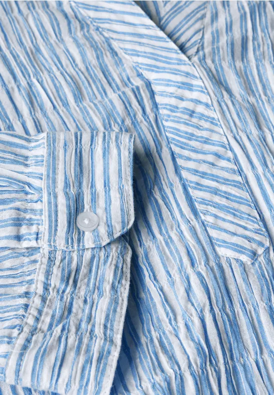 Gestreifte Seersucker Bluse ultramarine