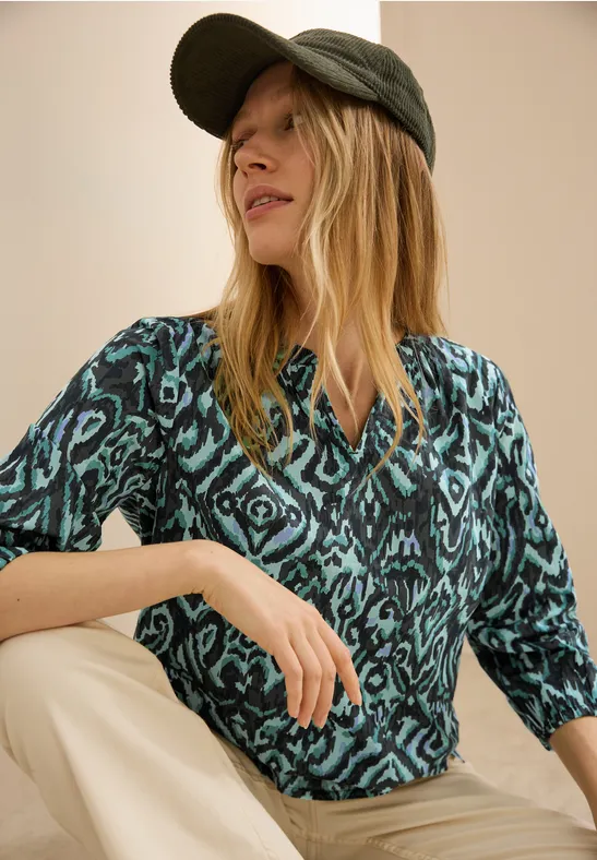 Blouse en coton imprimée slate khaki