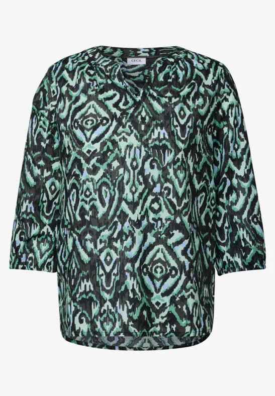 Blouse en coton imprimée slate khaki