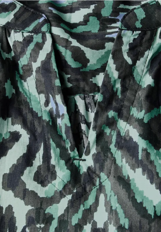 Blouse en coton imprimée slate khaki
