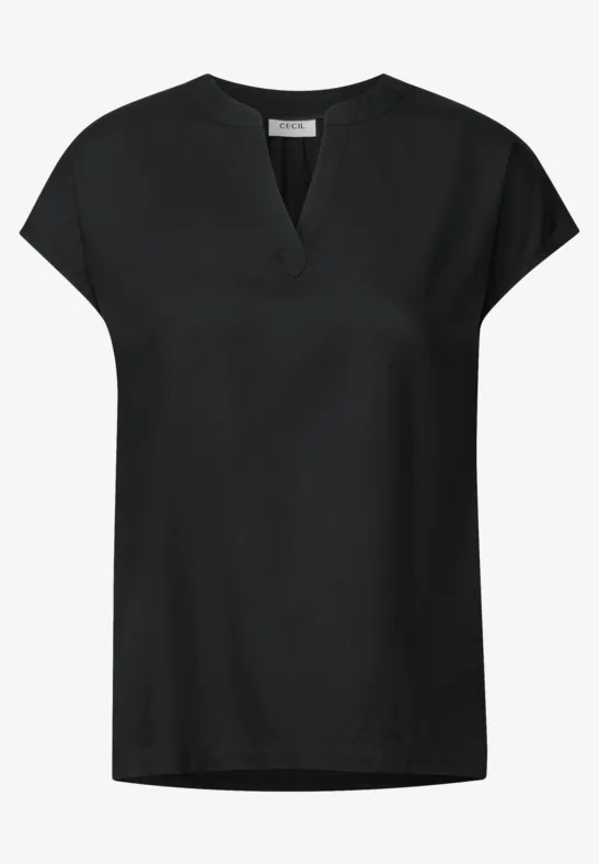 Blusenshirt in Unifarbe Black