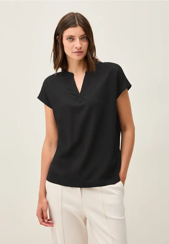 Blusenshirt in Unifarbe Black
