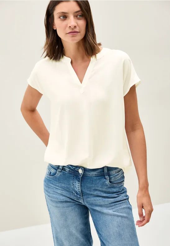 Blusenshirt in Unifarbe vanilla white