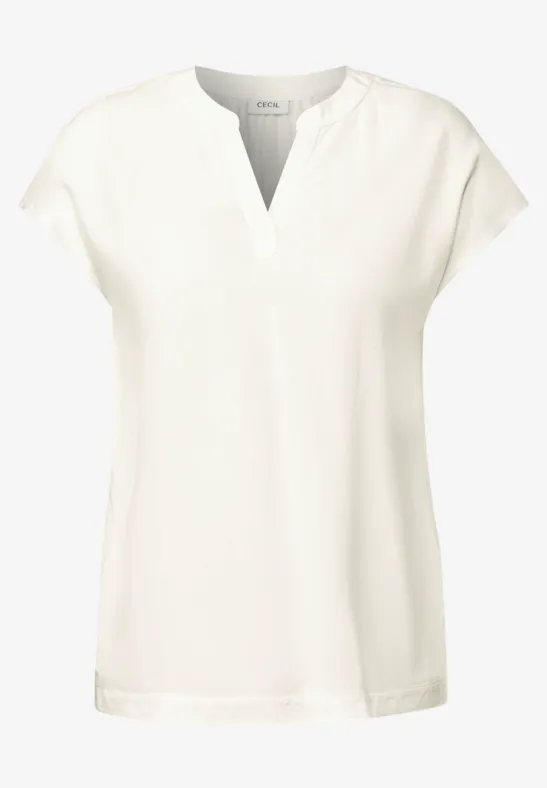 Blusenshirt in Unifarbe vanilla white