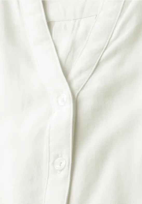 Kurzarmbluse in Unifarbe vanilla white