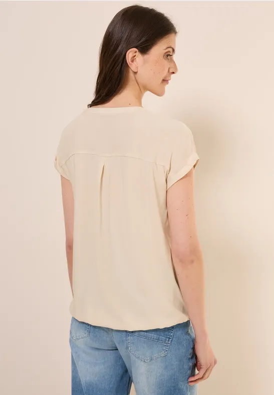 Kurzarmbluse in Unifarbe pearl beige
