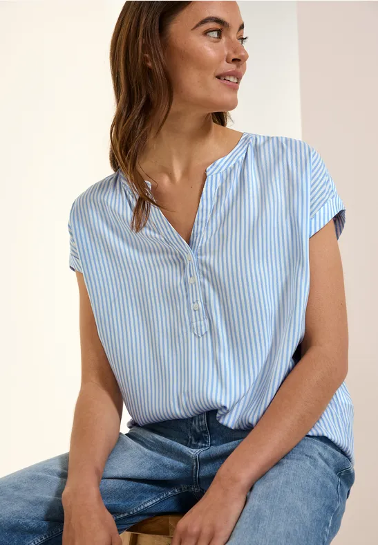 Gestreifte Kurzarmbluse blouse blue
