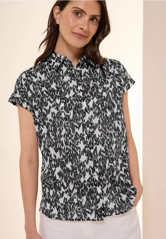 Bluse mit Minimal Print vanilla white