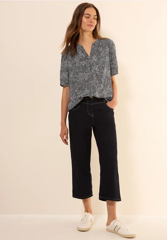 Blouse à col fendu à motifs volcanic grey