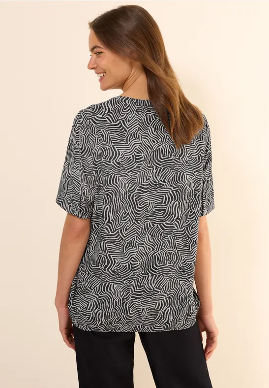 Blouse à col fendu à motifs volcanic grey