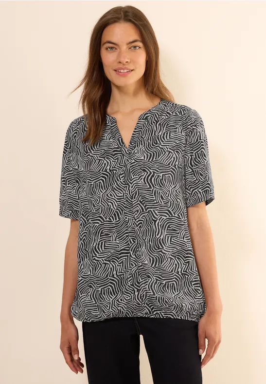 Blouse à col fendu à motifs volcanic grey