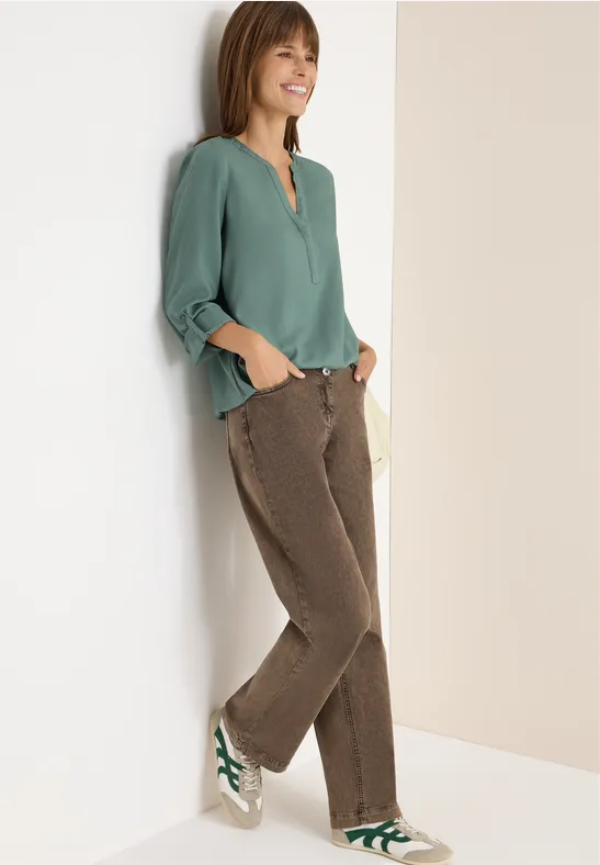 Bluse in Unifarbe jewel green