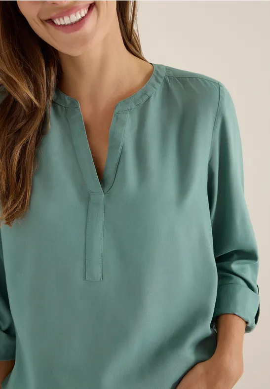 Bluse in Unifarbe jewel green