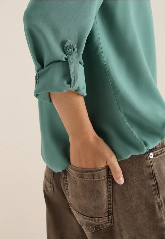 Bluse in Unifarbe jewel green