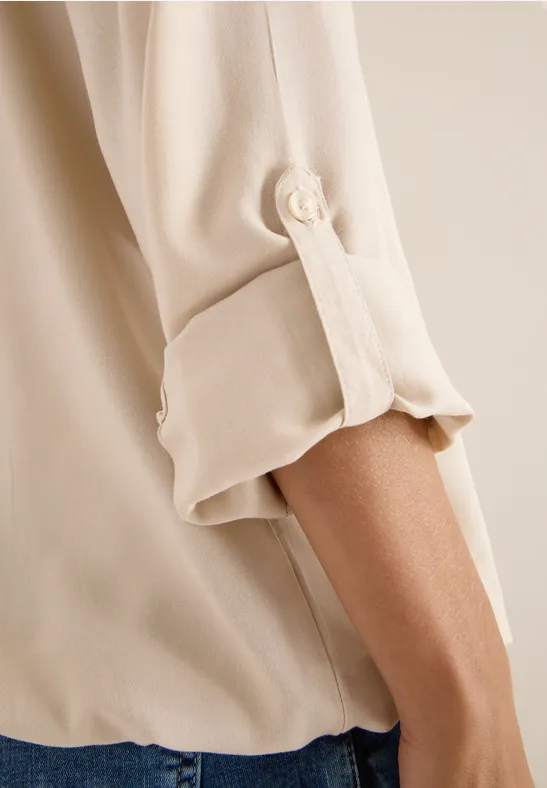 Bluse in Unifarbe oat milk beige