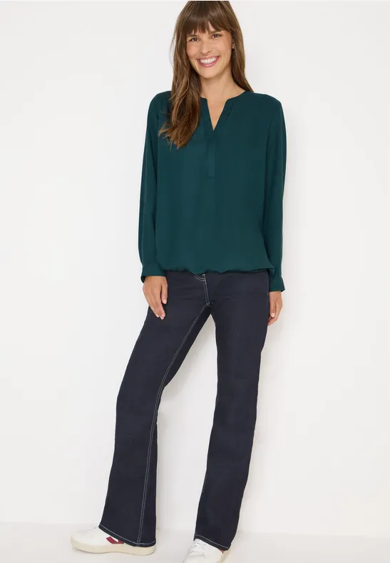 Bluse in Unifarbe dark sea green