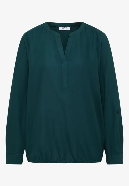 Bluse in Unifarbe dark sea green