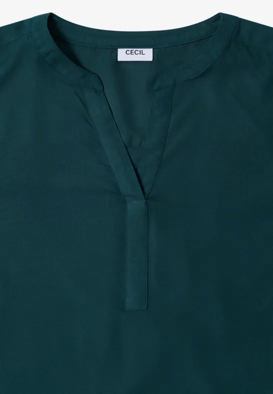 Bluse in Unifarbe dark sea green