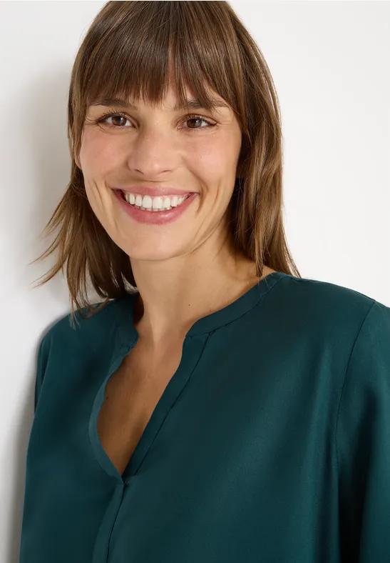 Bluse in Unifarbe dark sea green