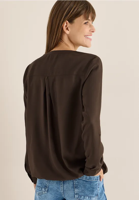 Bluse in Unifarbe chocolate mousse