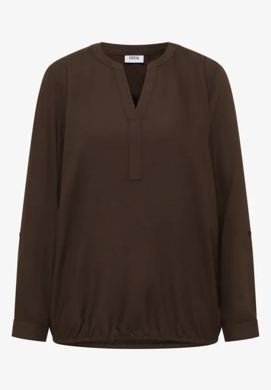 Bluse in Unifarbe chocolate mousse