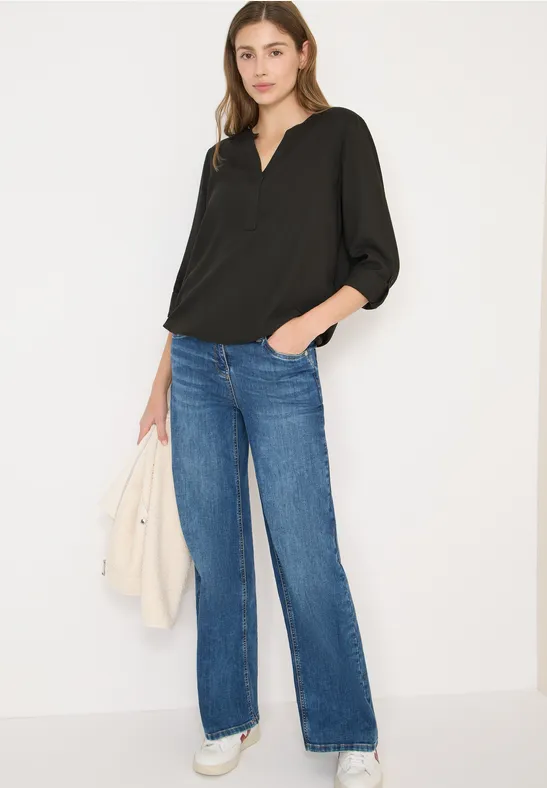 Bluse in Unifarbe raw khaki