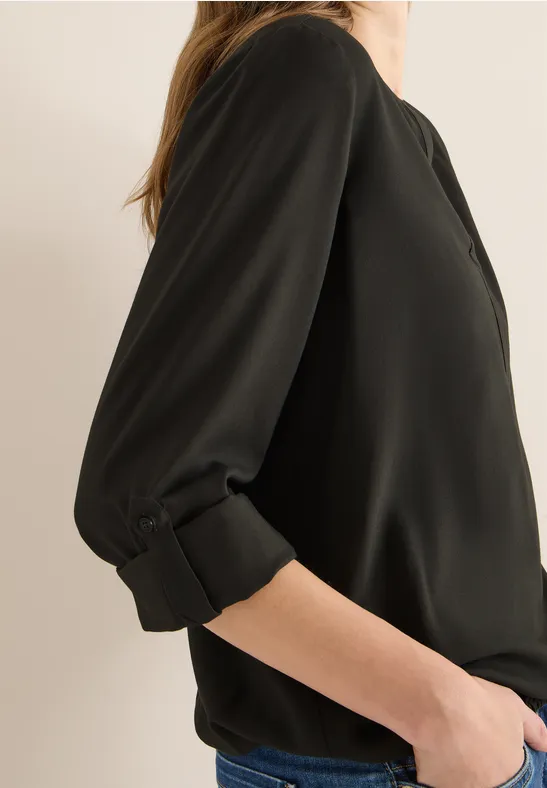 Bluse in Unifarbe raw khaki