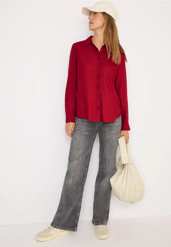 Hemdbluse in Unifarbe beaujolais red