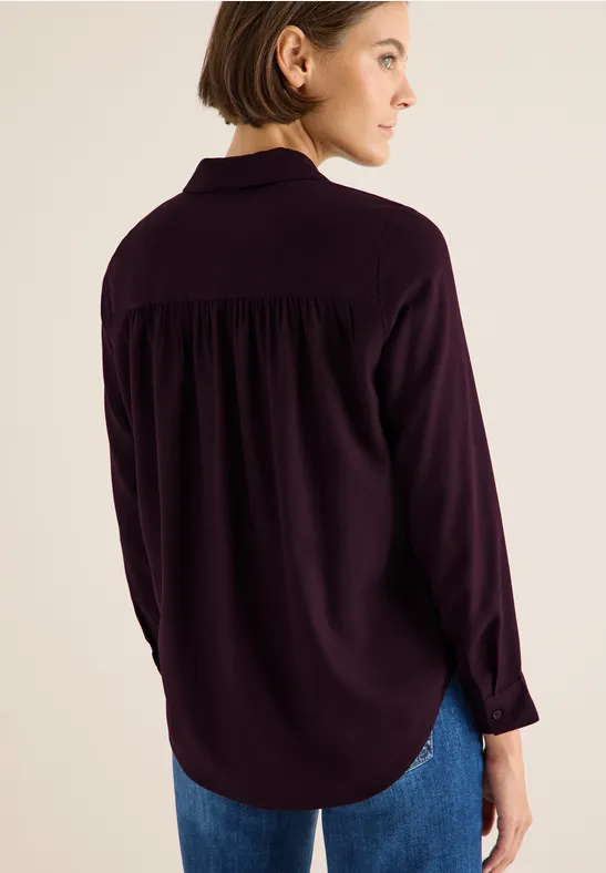Hemdbluse in Unifarbe eggplant red