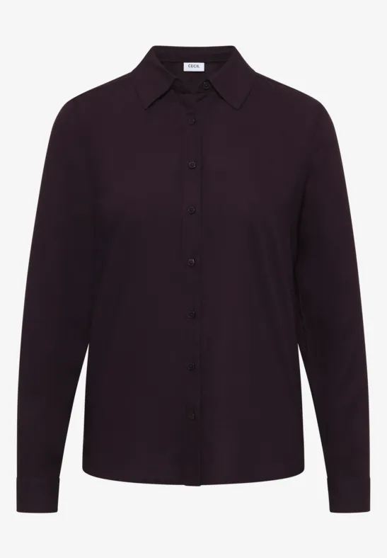 Hemdbluse in Unifarbe eggplant red