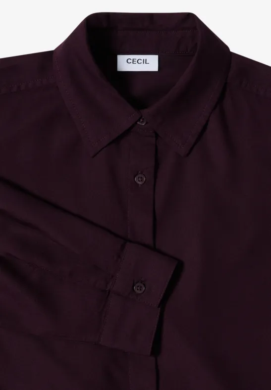 Hemdbluse in Unifarbe eggplant red