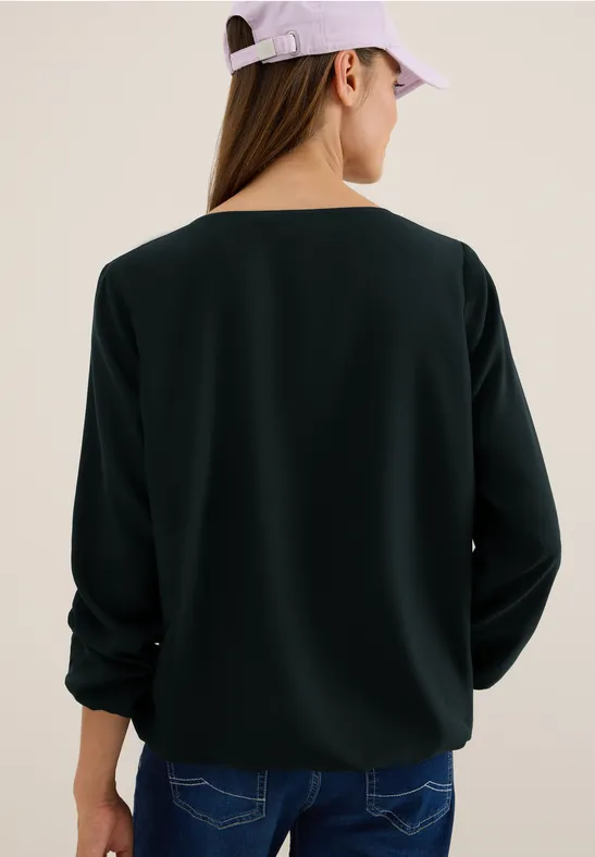 Bluse in Unifarbe ink green