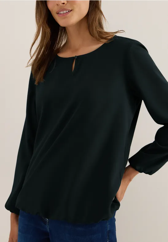 Bluse in Unifarbe ink green