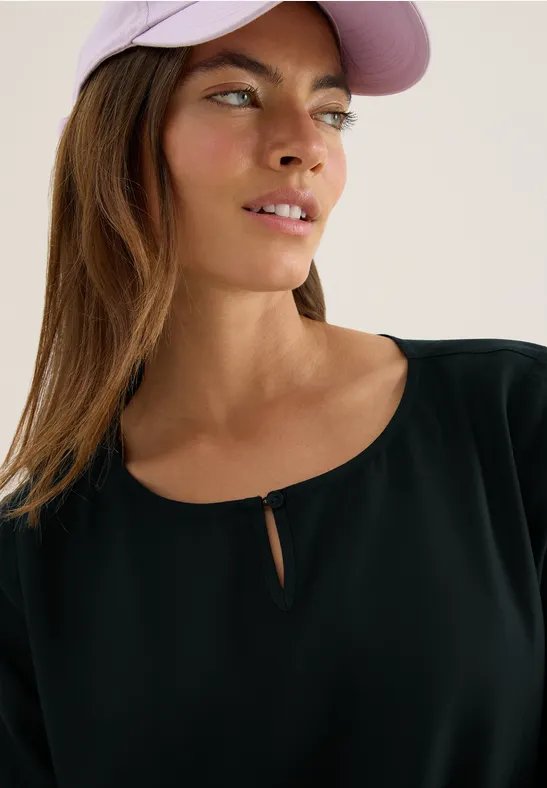 Bluse in Unifarbe ink green