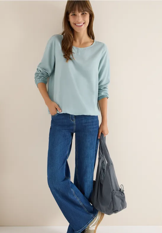 Bluse in Unifarbe light mint blue