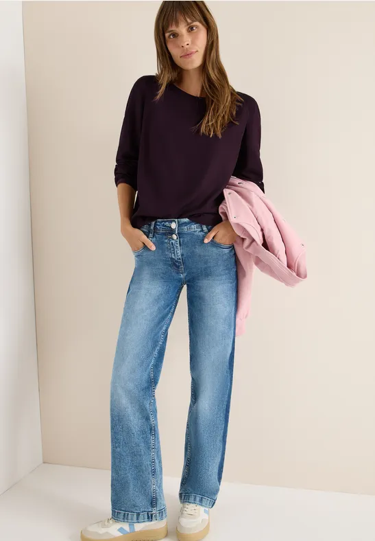 Bluse in Unifarbe eggplant red