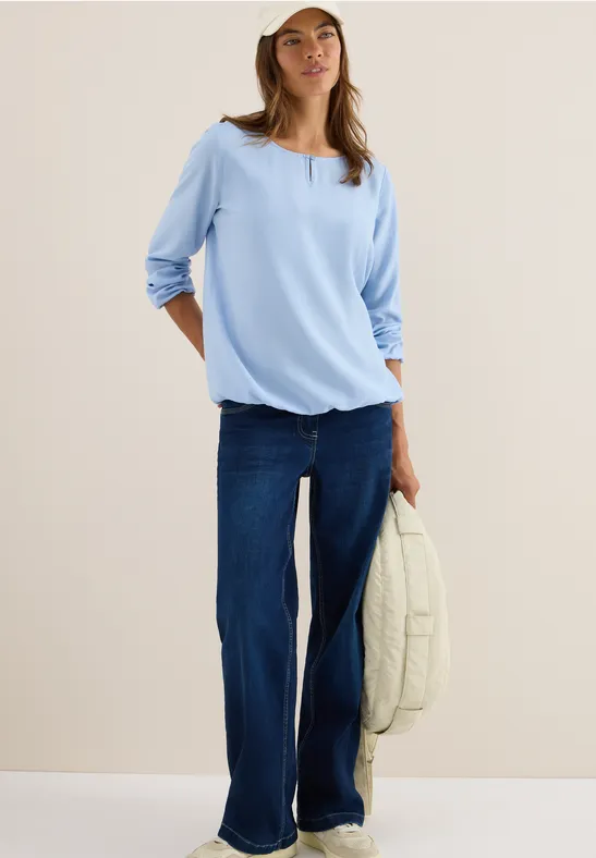 Bluse in Unifarbe mountain blue