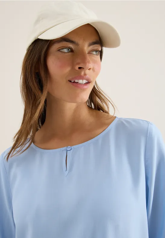 Bluse in Unifarbe mountain blue