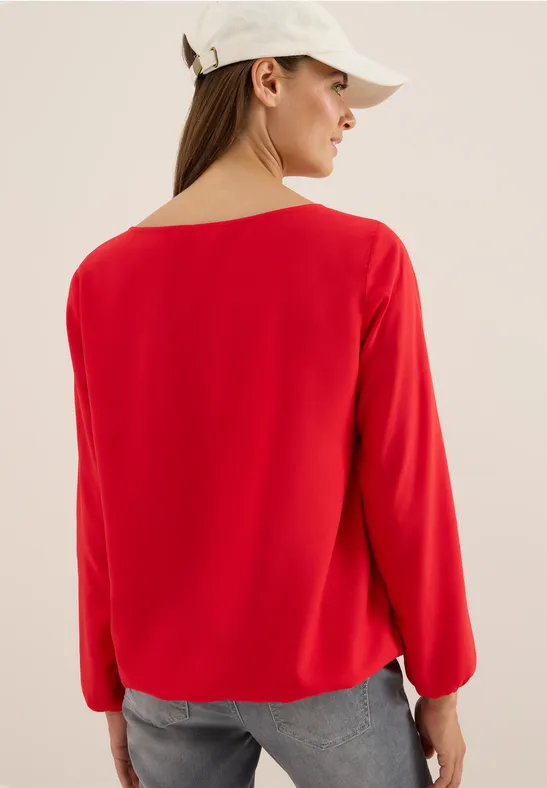 Bluse in Unifarbe fiery red