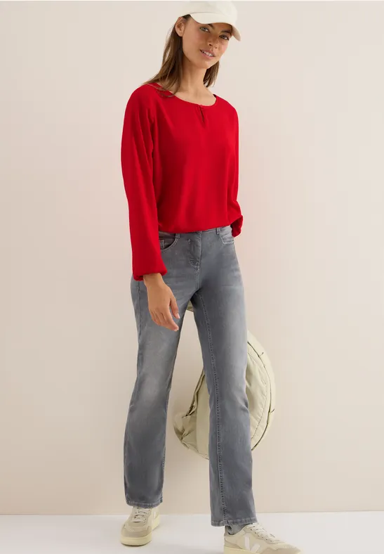 Bluse in Unifarbe fiery red