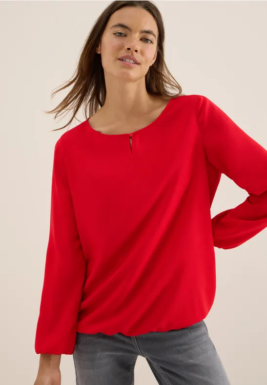 Bluse in Unifarbe fiery red