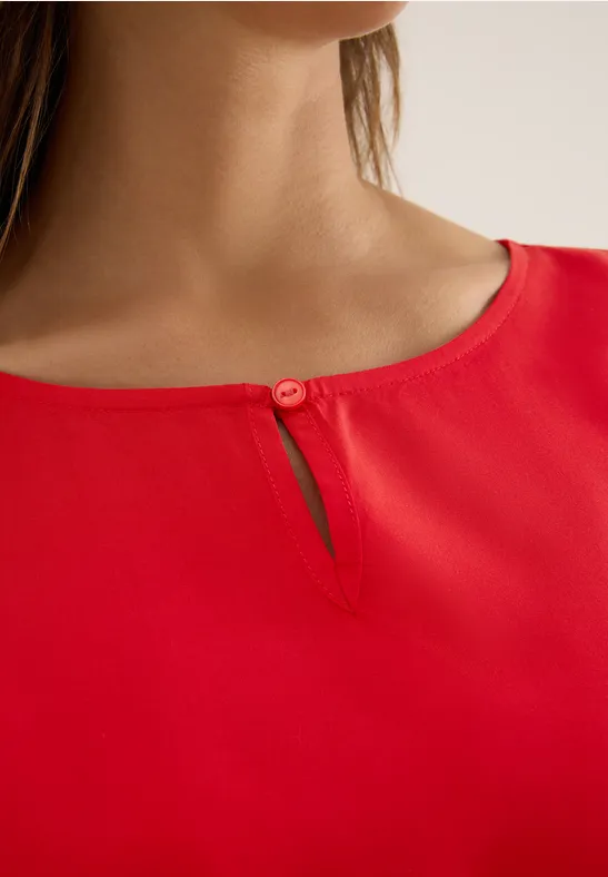 Bluse in Unifarbe fiery red