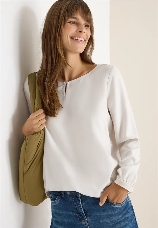 Bluse in Unifarbe light greige