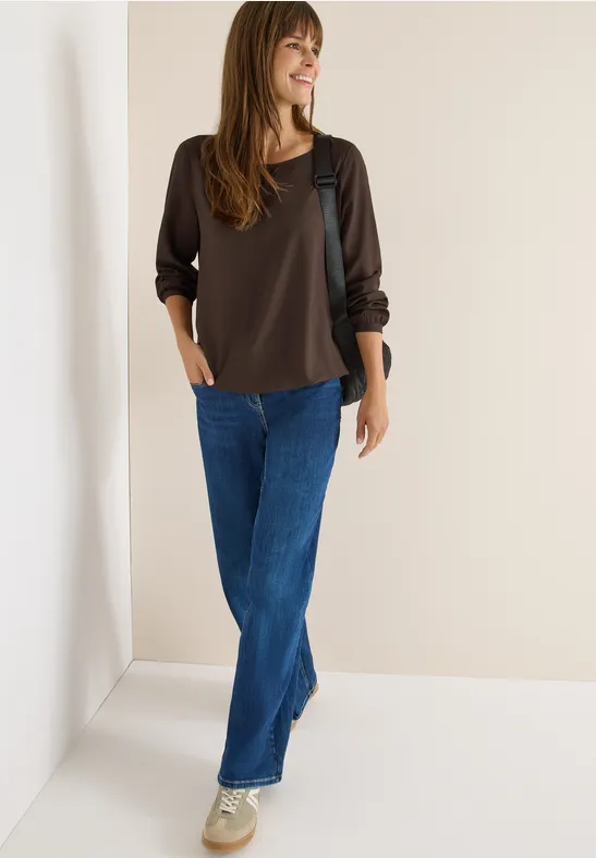 Bluse in Unifarbe chocolate mousse