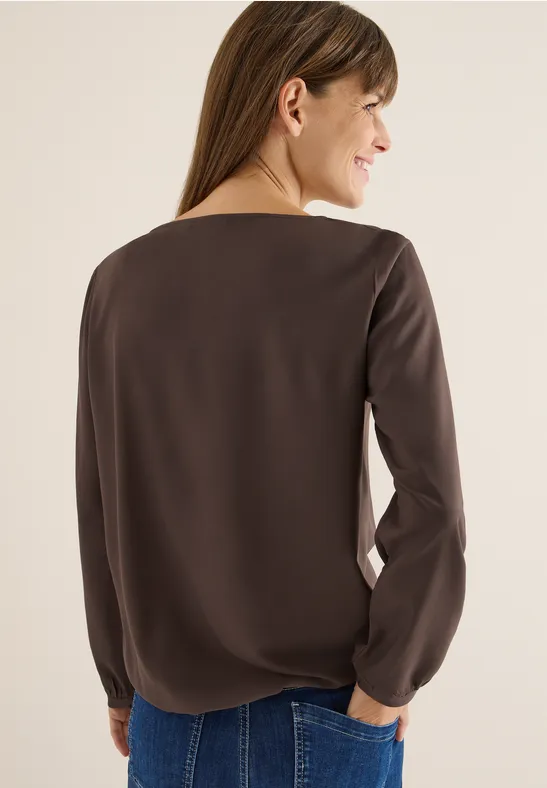 Bluse in Unifarbe chocolate mousse